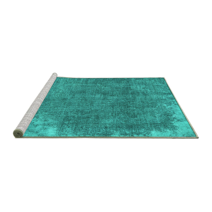 Sideview of Machine Washable Persian Turquoise Traditional Area Rugs, wshtr3430turq