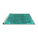 Sideview of Machine Washable Persian Turquoise Traditional Area Rugs, wshtr3430turq