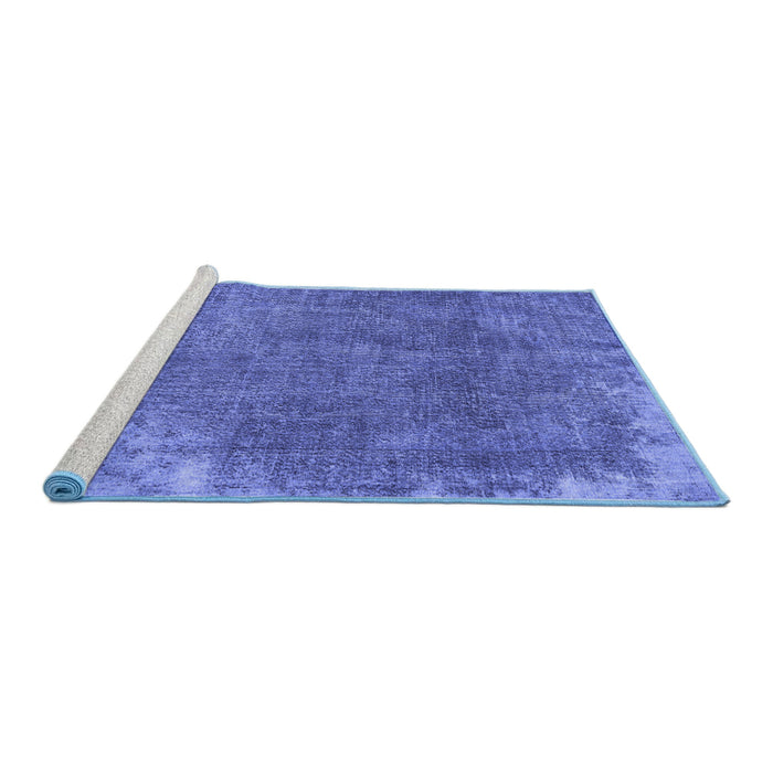 Sideview of Machine Washable Persian Blue Traditional Rug, wshtr3430blu