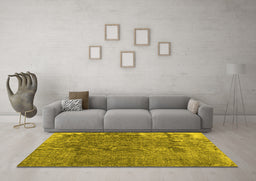 Machine Washable Persian Yellow Traditional Rug in a Living Room, wshtr3430yw