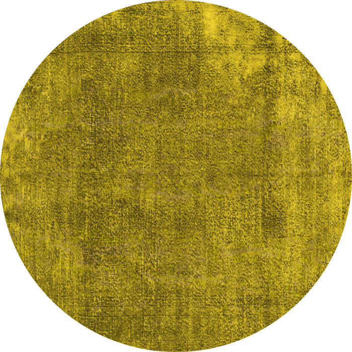 Round Machine Washable Persian Yellow Traditional Rug, wshtr3430yw