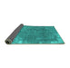 Sideview of Persian Turquoise Traditional Rug, tr3430turq