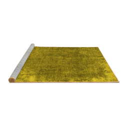 Sideview of Machine Washable Persian Yellow Traditional Rug, wshtr3430yw