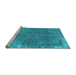Sideview of Machine Washable Persian Light Blue Traditional Rug, wshtr3430lblu
