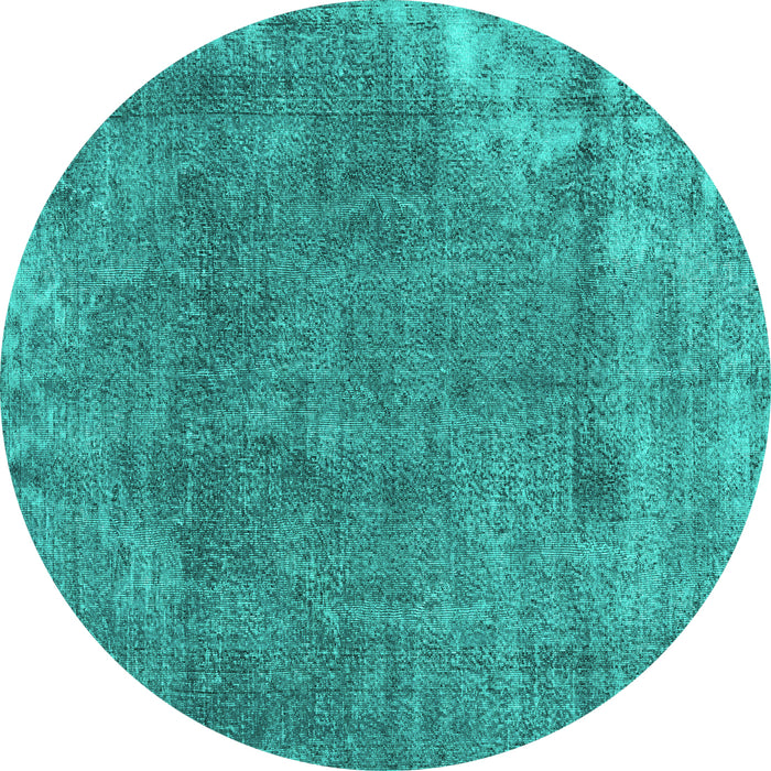 Round Machine Washable Persian Turquoise Traditional Area Rugs, wshtr3430turq