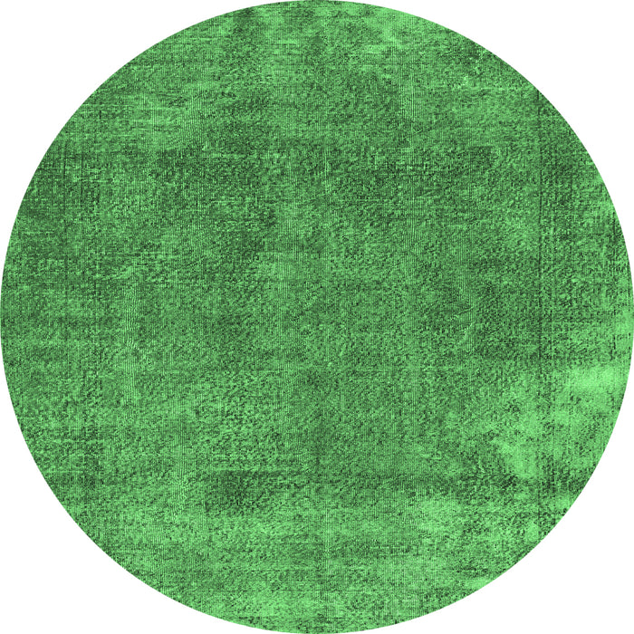 Round Machine Washable Persian Emerald Green Traditional Area Rugs, wshtr3430emgrn