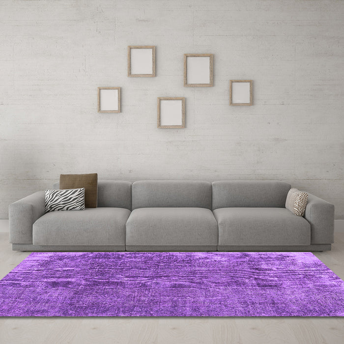 Machine Washable Persian Purple Traditional Area Rugs in a Living Room, wshtr3430pur