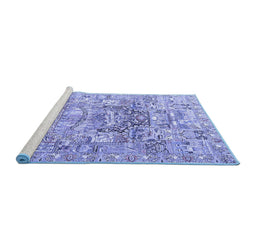 Sideview of Machine Washable Animal Blue Traditional Rug, wshtr3431blu