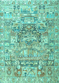 Animal Turquoise Traditional Rug, tr3431turq