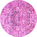 Round Animal Pink Traditional Rug, tr3431pnk