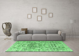 Machine Washable Animal Emerald Green Traditional Area Rugs in a Living Room,, wshtr3431emgrn