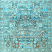 Square Machine Washable Animal Light Blue Traditional Rug, wshtr3431lblu