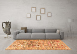 Machine Washable Animal Orange Traditional Area Rugs in a Living Room, wshtr3431org