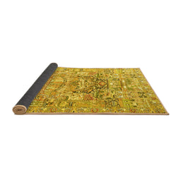 Sideview of Animal Yellow Traditional Rug, tr3431yw