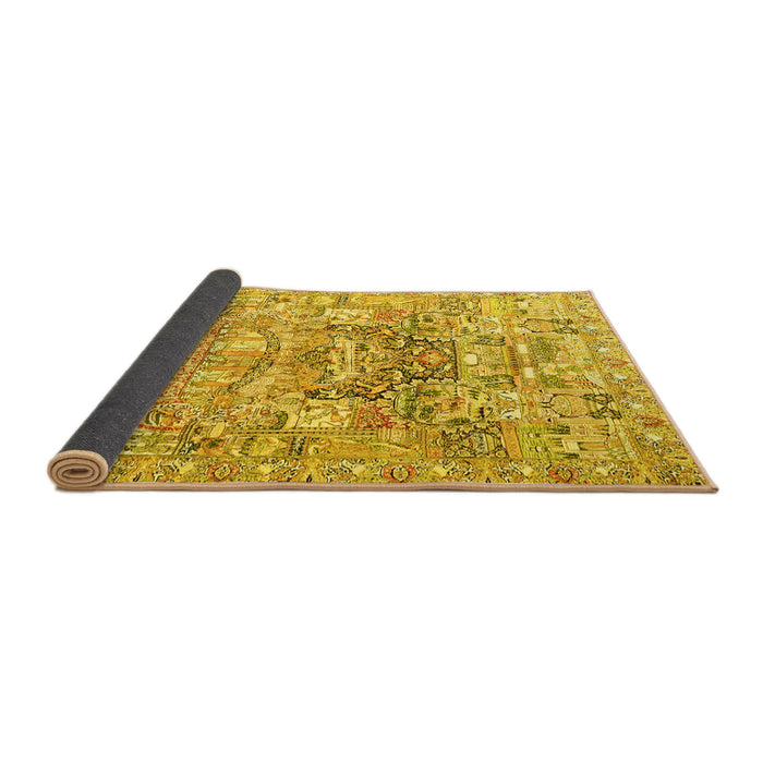Sideview of Animal Yellow Traditional Rug, tr3431yw