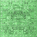 Square Machine Washable Animal Emerald Green Traditional Area Rugs, wshtr3431emgrn