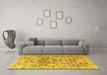 Machine Washable Animal Yellow Traditional Rug in a Living Room, wshtr3431yw