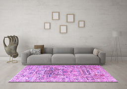 Machine Washable Animal Purple Traditional Area Rugs in a Living Room, wshtr3431pur