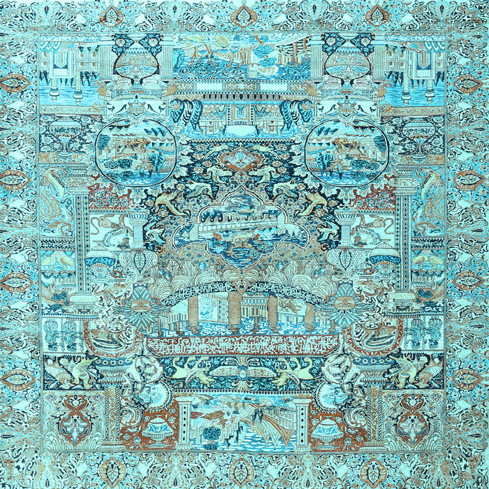 Square Animal Light Blue Traditional Rug, tr3431lblu