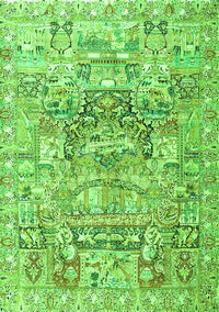 Animal Green Traditional Rug, tr3431grn