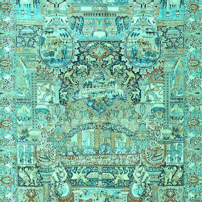 Machine Washable Animal Turquoise Traditional Area Rugs, wshtr3431turq