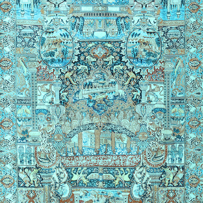 Machine Washable Animal Light Blue Traditional Rug, wshtr3431lblu