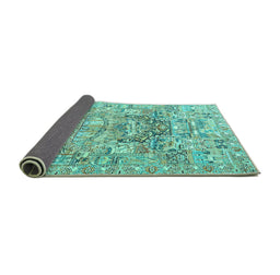 Sideview of Animal Turquoise Traditional Rug, tr3431turq