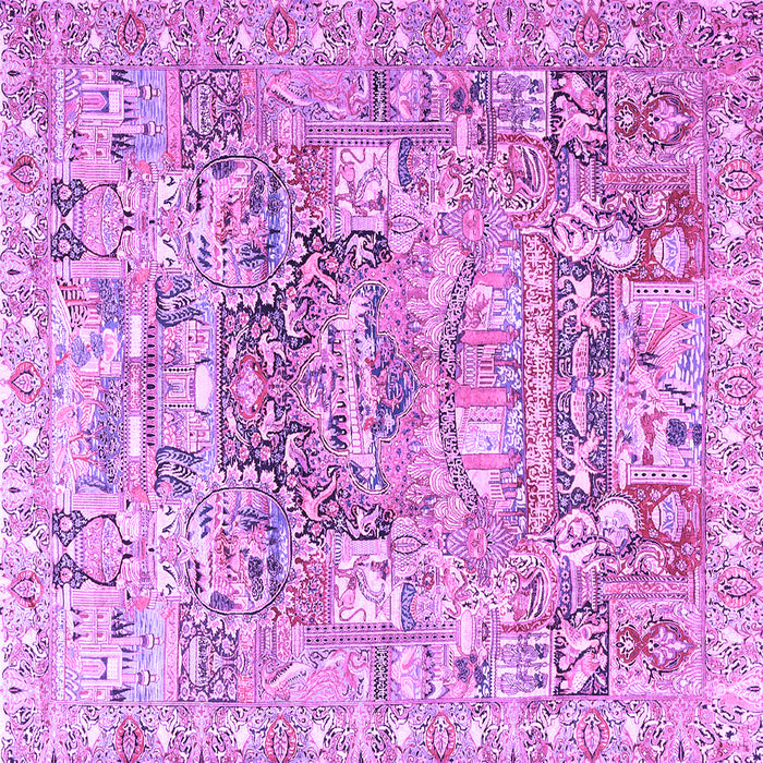 Square Machine Washable Animal Purple Traditional Area Rugs, wshtr3431pur