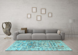 Machine Washable Animal Light Blue Traditional Rug in a Living Room, wshtr3431lblu