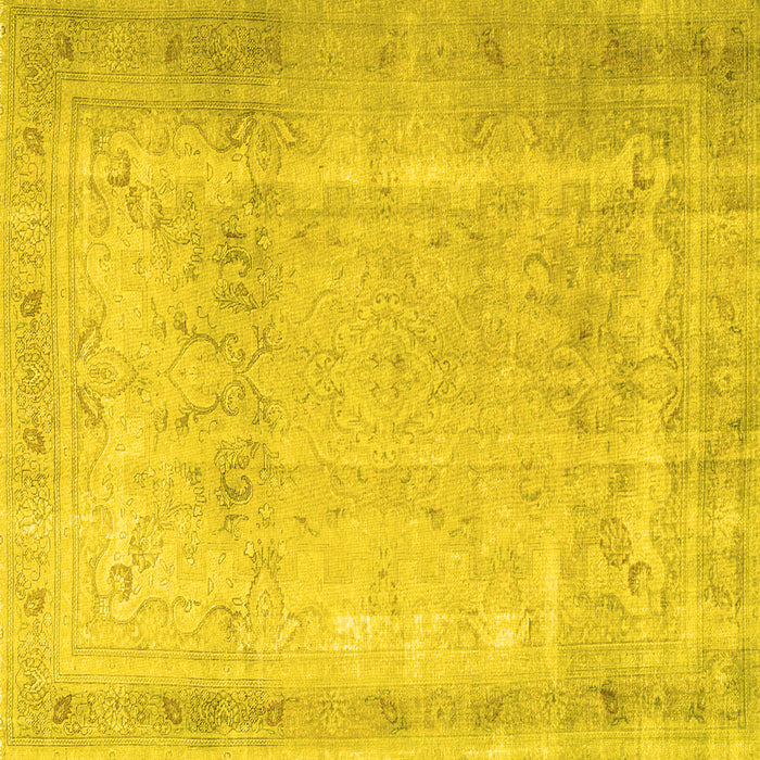 Square Machine Washable Persian Yellow Traditional Rug, wshtr3432yw