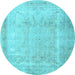 Round Persian Light Blue Traditional Rug, tr3432lblu