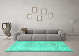 Machine Washable Persian Turquoise Traditional Area Rugs in a Living Room,, wshtr3432turq