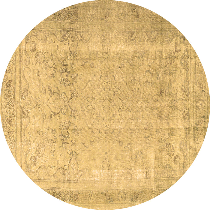 Round Persian Brown Traditional Rug, tr3432brn
