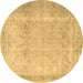 Round Persian Brown Traditional Rug, tr3432brn