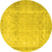 Round Machine Washable Persian Yellow Traditional Rug, wshtr3432yw