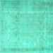 Square Persian Turquoise Traditional Rug, tr3432turq