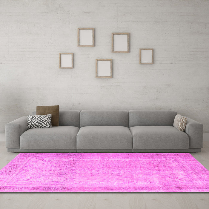 Machine Washable Persian Pink Traditional Rug in a Living Room, wshtr3432pnk