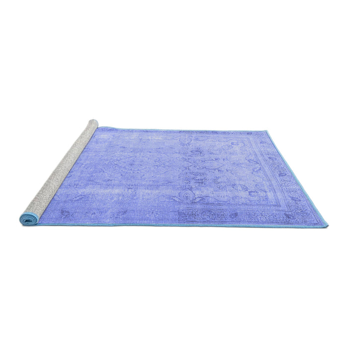 Sideview of Machine Washable Persian Blue Traditional Rug, wshtr3432blu