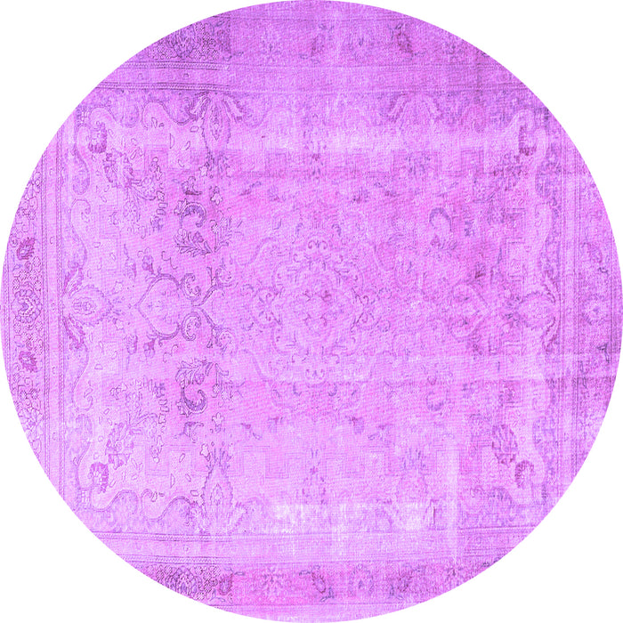 Round Persian Purple Traditional Rug, tr3432pur