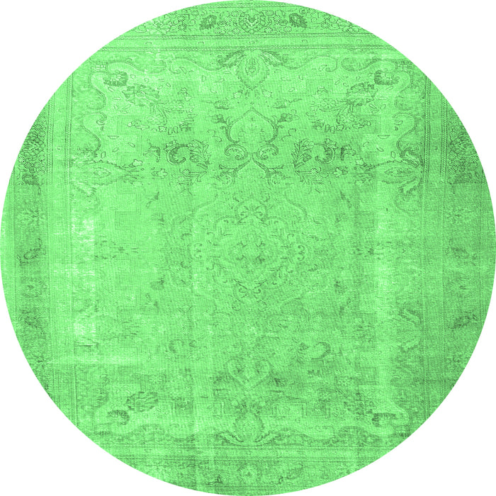 Round Persian Emerald Green Traditional Rug, tr3432emgrn