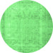 Round Persian Emerald Green Traditional Rug, tr3432emgrn