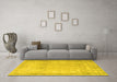 Machine Washable Persian Yellow Traditional Rug in a Living Room, wshtr3432yw