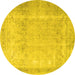Round Persian Yellow Traditional Rug, tr3432yw