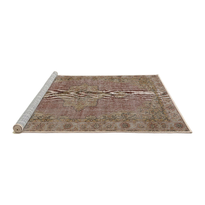 Sideview of Machine Washable Traditional Light French Beige Brown Rug, wshtr3433
