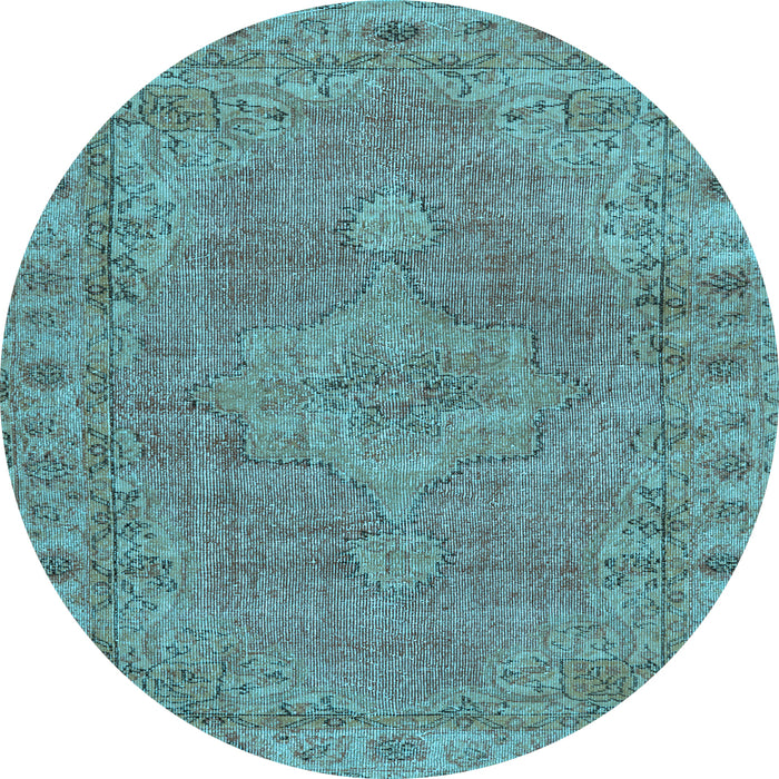 Round Machine Washable Persian Light Blue Traditional Rug, wshtr3433lblu
