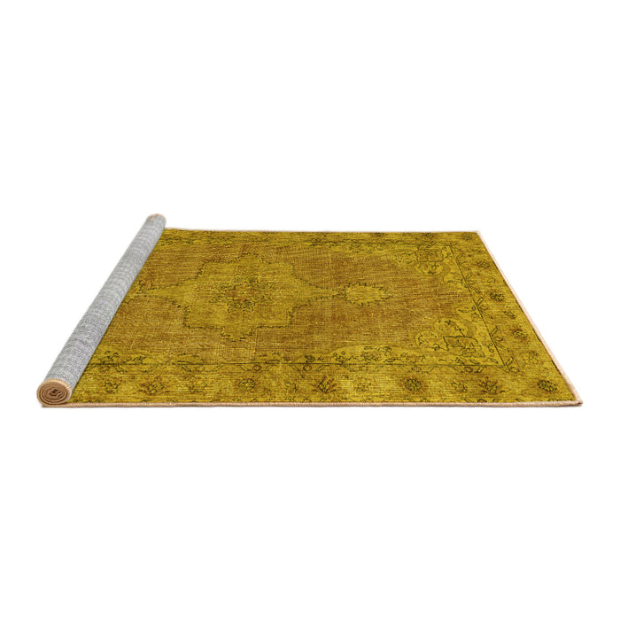 Sideview of Machine Washable Persian Yellow Traditional Rug, wshtr3433yw