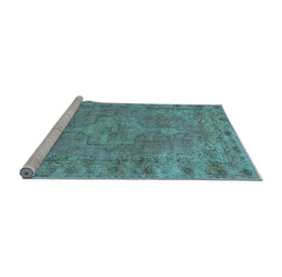 Sideview of Machine Washable Persian Light Blue Traditional Rug, wshtr3433lblu