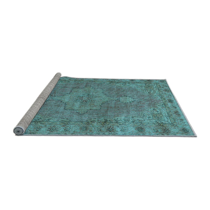 Sideview of Machine Washable Persian Light Blue Traditional Rug, wshtr3433lblu