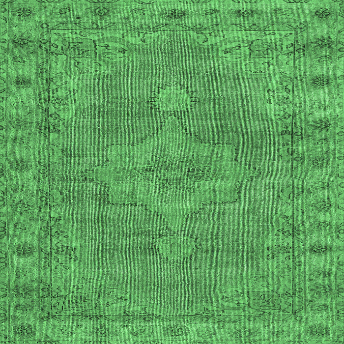Square Machine Washable Persian Emerald Green Traditional Area Rugs, wshtr3433emgrn