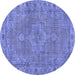 Round Persian Blue Traditional Rug, tr3433blu
